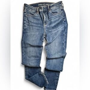 American Eagle Outfitters Blue Straight Leg Jeans Jeggings Size 10 Short Hi-Rise